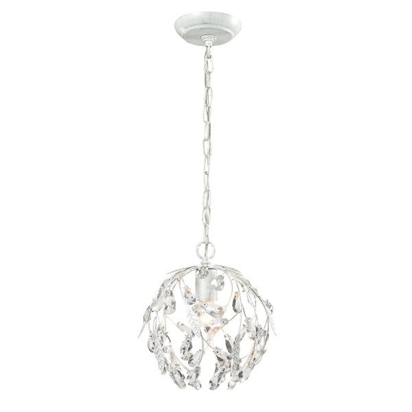 Atlas Circeo 10" Wide 1-Light Mini Pendant - Romantic Cottage Charm with Crystal Accents for Elegant Spaces Antique White CL12128-WH