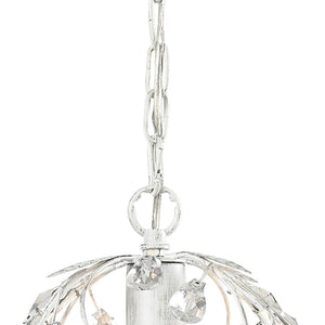 Atlas Circeo 10" Wide 1-Light Mini Pendant - Romantic Cottage Charm with Crystal Accents for Elegant Spaces Antique White CL12128-WH