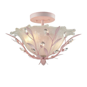 Atlas Circeo 17'' Wide 2-Light Semi Flush Mount - Vintage Floral Elegance for Cozy Spaces and Nurseries Light Pink CL12130-PK