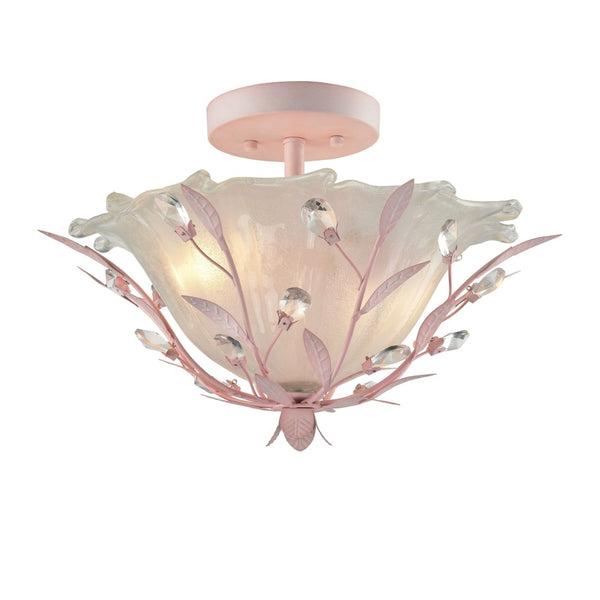Atlas Circeo 17'' Wide 2-Light Semi Flush Mount - Vintage Floral Elegance for Cozy Spaces and Nurseries Light Pink CL12130-PK