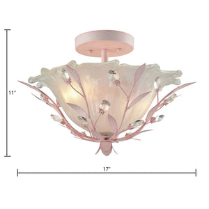 Atlas Circeo 17'' Wide 2-Light Semi Flush Mount - Vintage Floral Elegance for Cozy Spaces and Nurseries Light Pink CL12130-PK