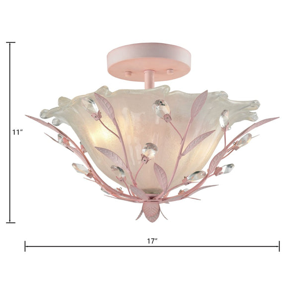 Atlas Circeo 17'' Wide 2-Light Semi Flush Mount - Vintage Floral Elegance for Cozy Spaces and Nurseries Light Pink CL12130-PK