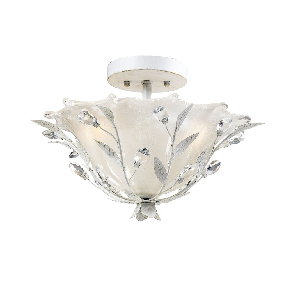 Atlas Circeo 17'' Wide 2-Light Semi Flush Mount - Vintage Floral Elegance for Cozy Spaces and Nurseries Antique White CL12130-WH