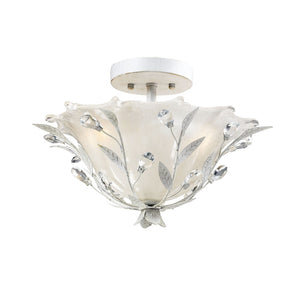 Atlas Circeo 17'' Wide 2-Light Semi Flush Mount - Vintage Floral Elegance for Cozy Spaces and Nurseries Antique White CL12130-WH
