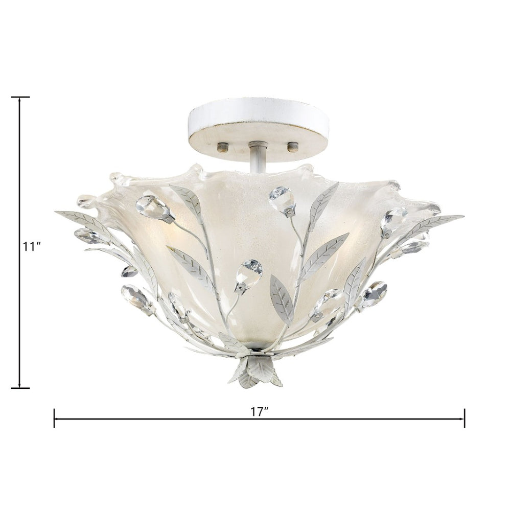 Atlas Circeo 17'' Wide 2-Light Semi Flush Mount - Vintage Floral Elegance for Cozy Spaces and Nurseries Antique White CL12130-WH