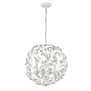 Atlas Circeo 5-Light Chandelier – Nature-Inspired Elegance with Crystal Accents for Romantic Interiors Antique White 19'' CL12131-WH