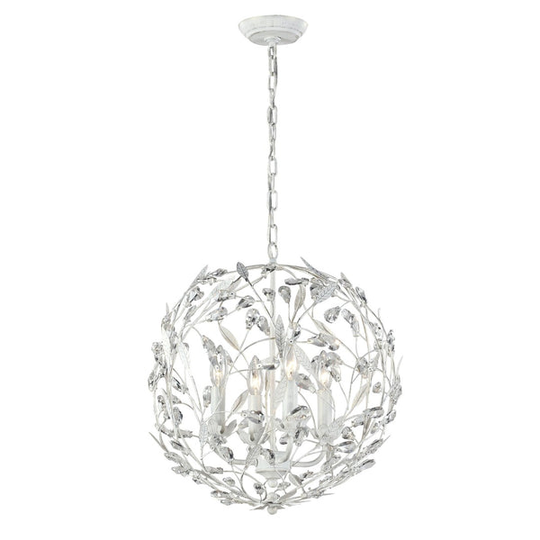Atlas Circeo 5-Light Chandelier – Nature-Inspired Elegance with Crystal Accents for Romantic Interiors Antique White 19'' CL12131-WH