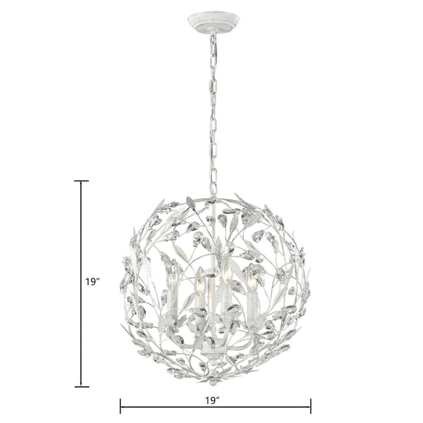 Atlas Circeo 5-Light Chandelier – Nature-Inspired Elegance with Crystal Accents for Romantic Interiors Antique White 19'' CL12131-WH