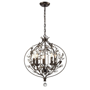 Atlas Circeo 5-Light Chandelier – Nature-Inspired Elegance with Crystal Accents for Romantic Interiors Deep Rust 20'' CL12132-BZ