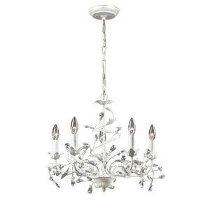 Atlas Circeo 5-Light Chandelier – Nature-Inspired Elegance with Crystal Accents for Romantic Interiors Antique White 21'' CL12133-WH