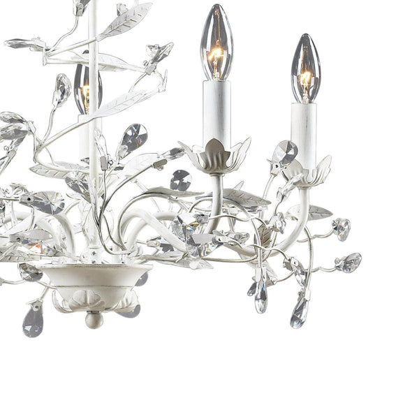 Atlas Circeo 5-Light Chandelier – Nature-Inspired Elegance with Crystal Accents for Romantic Interiors Antique White 21'' CL12133-WH