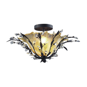 Atlas Circeo 17'' Wide 2-Light Semi Flush Mount - Vintage Floral Elegance for Cozy Spaces and Nurseries Deep Rust CL12134-BZ