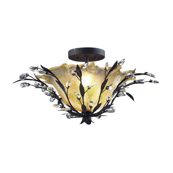 Atlas Circeo 17'' Wide 2-Light Semi Flush Mount - Vintage Floral Elegance for Cozy Spaces and Nurseries Deep Rust CL12134-BZ