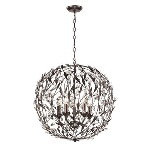 Atlas Circeo 5-Light Chandelier – Nature-Inspired Elegance with Crystal Accents for Romantic Interiors Deep Rust 24'' CL12135-BZ