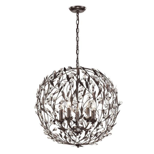 Atlas Circeo 5-Light Chandelier – Nature-Inspired Elegance with Crystal Accents for Romantic Interiors Deep Rust 24'' CL12135-BZ
