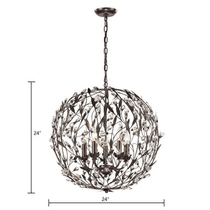Atlas Circeo 5-Light Chandelier – Nature-Inspired Elegance with Crystal Accents for Romantic Interiors Deep Rust 24'' CL12135-BZ