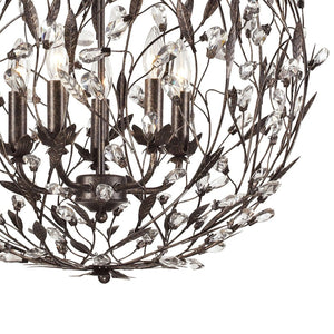 Atlas Circeo 5-Light Chandelier – Nature-Inspired Elegance with Crystal Accents for Romantic Interiors Deep Rust 24'' CL12135-BZ