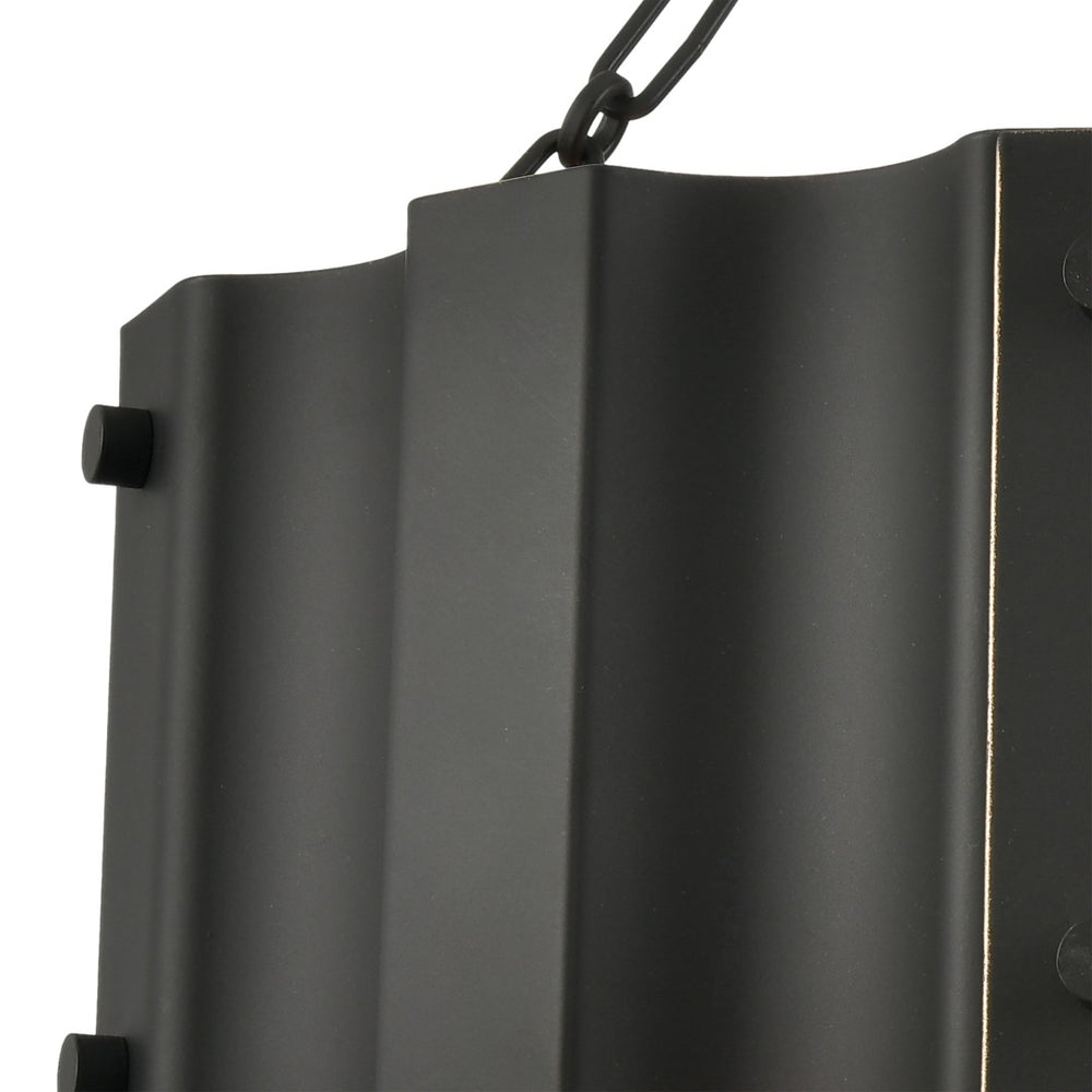 Atlas Clausten 17'' Wide 3-Light Semi Flush Mount - Industrial Corrugated Metal Shade for Modern Spaces Black CL12143-BK