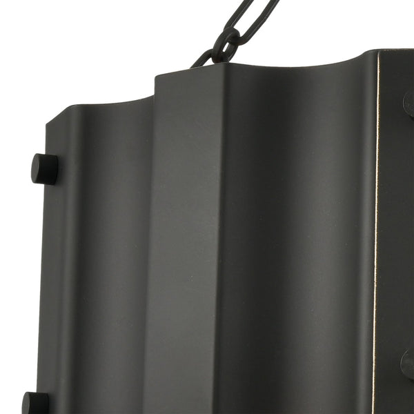 Atlas Clausten 17'' Wide 3-Light Semi Flush Mount - Industrial Corrugated Metal Shade for Modern Spaces Black CL12143-BK
