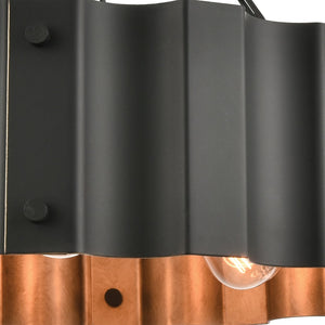 Atlas Clausten 17'' Wide 3-Light Semi Flush Mount - Industrial Corrugated Metal Shade for Modern Spaces Black CL12143-BK