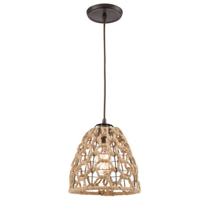 Atlas Coastal Inlet 9" Wide Pendant Light - Artisan Oil Rubbed Bronze with Natural Rope Accents for Charm CL12146-BZ