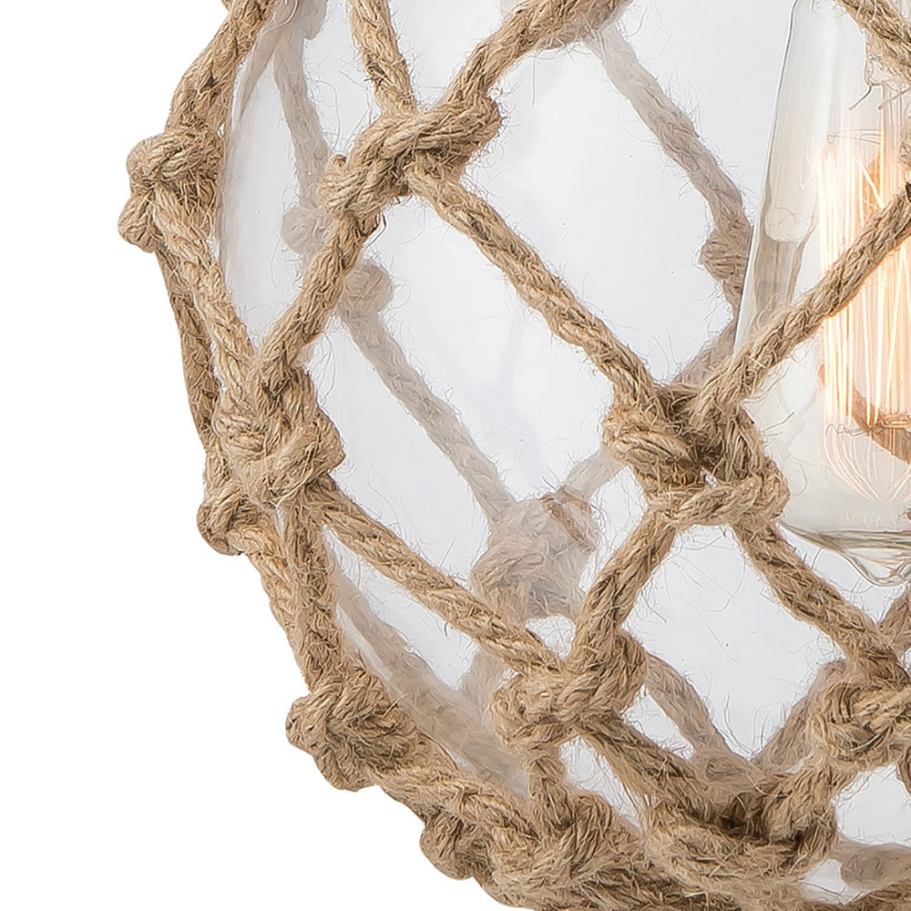 Atlas Coastal Inlet 11" Wide Pendant Light - Nautical Glass Globe with Rope & Oil Rubbed Bronze Finish CL12147-BZ1