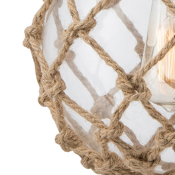 Atlas Coastal Inlet 11" Wide Pendant Light - Nautical Glass Globe with Rope & Oil Rubbed Bronze Finish CL12147-BZ1