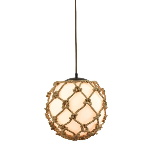 Atlas Coastal Inlet 11'' Wide Pendant Light - Oil Rubbed Bronze with Natural Rope for Nautical Charm CL12147-BZ2