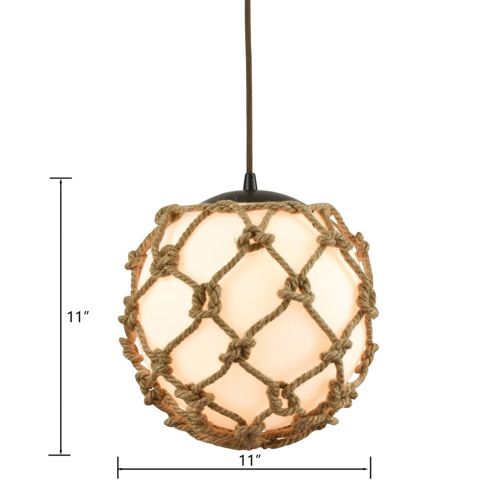 Atlas Coastal Inlet 11'' Wide Pendant Light - Oil Rubbed Bronze with Natural Rope for Nautical Charm CL12147-BZ2
