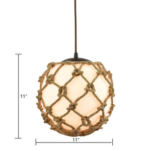Atlas Coastal Inlet 11'' Wide Pendant Light - Oil Rubbed Bronze with Natural Rope for Nautical Charm CL12147-BZ2
