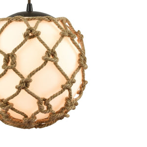 Atlas Coastal Inlet 11'' Wide Pendant Light - Oil Rubbed Bronze with Natural Rope for Nautical Charm CL12147-BZ2
