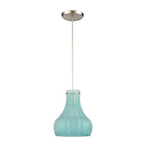 Atlas Coastal Scallop 8" Mini Pendant Light - Elegant Aqua Glass Shade & Satin Nickel Finish for Home Decor CL12148-BL