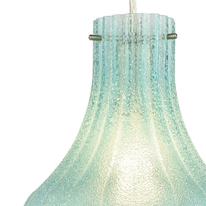 Atlas Coastal Scallop 8" Mini Pendant Light - Elegant Aqua Glass Shade & Satin Nickel Finish for Home Decor CL12148-BL