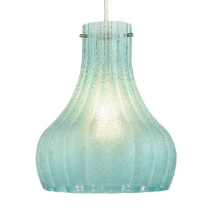 Atlas Coastal Scallop 8" Mini Pendant Light - Elegant Aqua Glass Shade & Satin Nickel Finish for Home Decor CL12148-BL