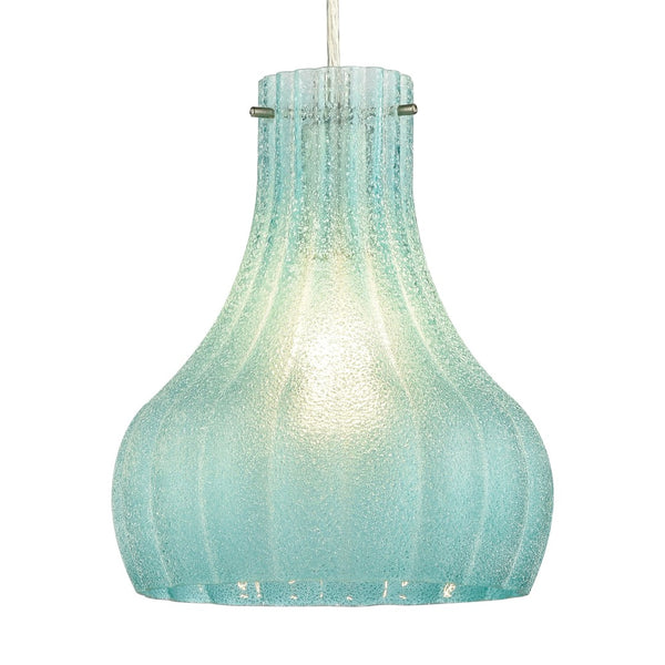 Atlas Coastal Scallop 8" Mini Pendant Light - Elegant Aqua Glass Shade & Satin Nickel Finish for Home Decor CL12148-BL