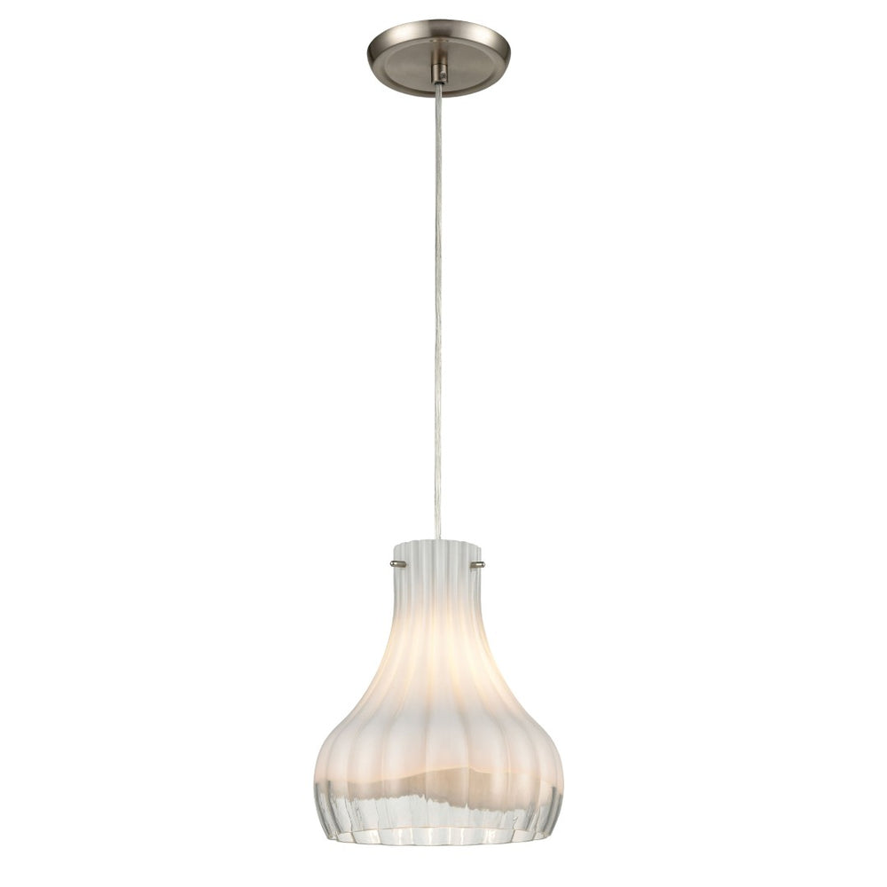 Atlas Coastal Scallop 8'' Wide Mini Pendant Light - Elegant Opal Glass Shade & Satin Nickel Finish! CL12148-WH1