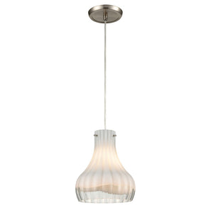 Atlas Coastal Scallop 8'' Wide Mini Pendant Light - Elegant Opal Glass Shade & Satin Nickel Finish! CL12148-WH1