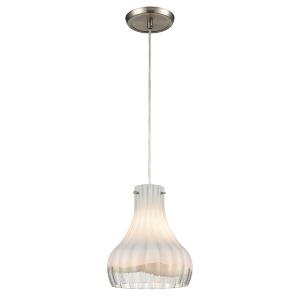 Atlas Coastal Scallop 8'' Wide Mini Pendant Light - Elegant Opal Glass Shade & Satin Nickel Finish! CL12148-WH1