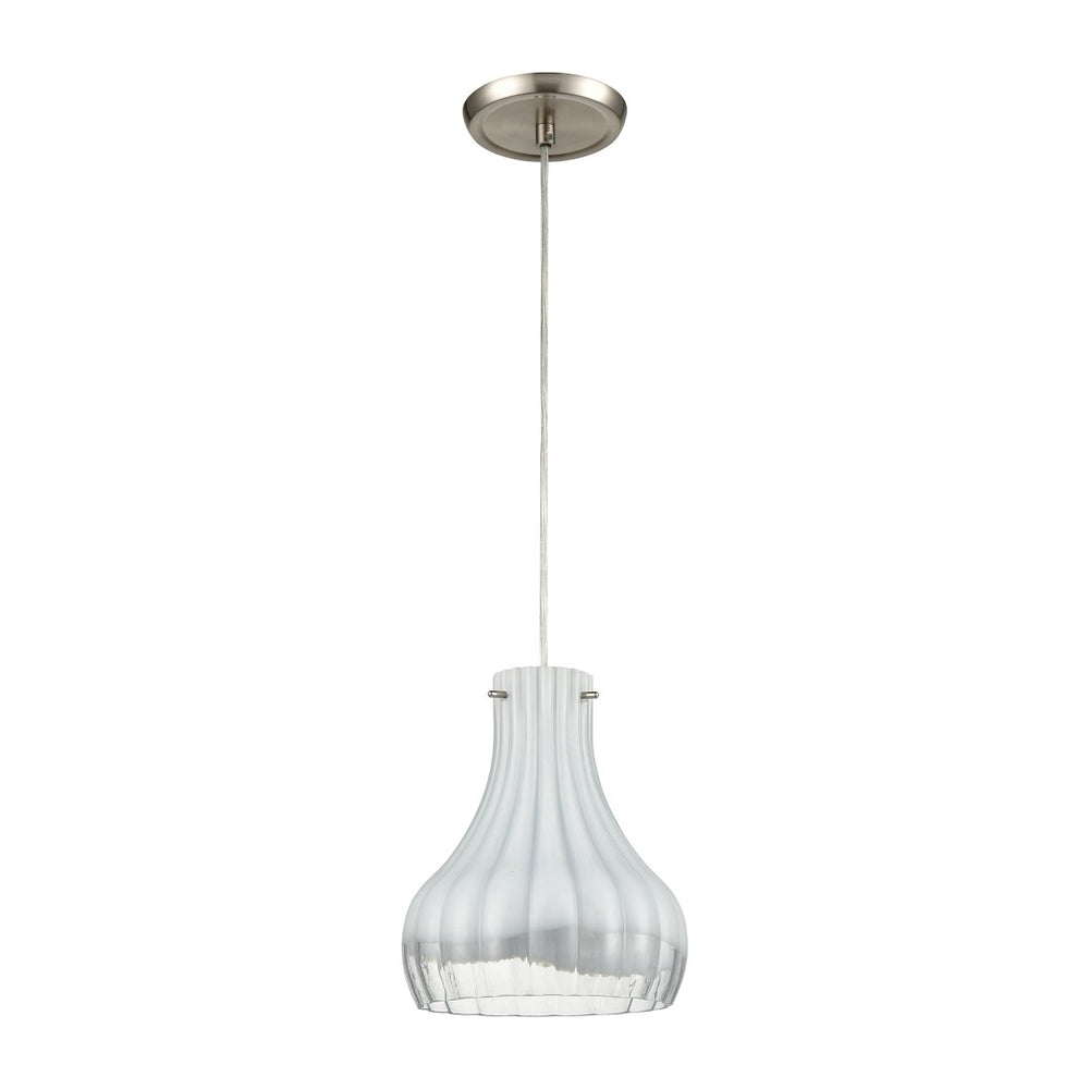 Atlas Coastal Scallop 8'' Wide Mini Pendant Light - Elegant Opal Glass Shade & Satin Nickel Finish! CL12148-WH1