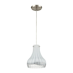 Atlas Coastal Scallop 8'' Wide Mini Pendant Light - Elegant Opal Glass Shade & Satin Nickel Finish! CL12148-WH1