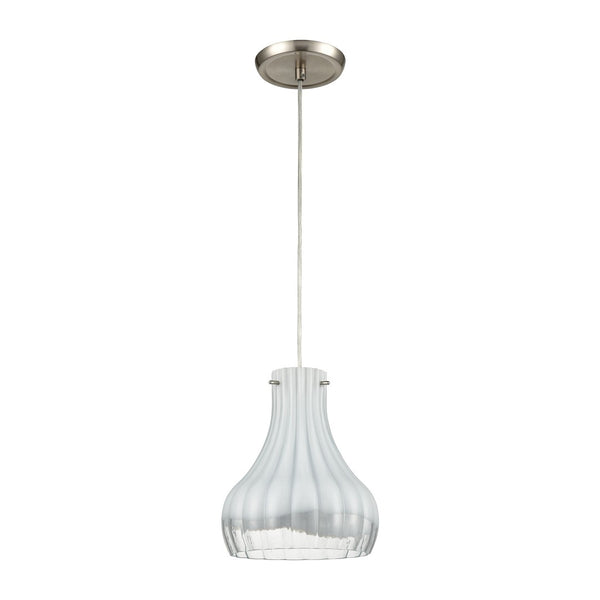 Atlas Coastal Scallop 8'' Wide Mini Pendant Light - Elegant Opal Glass Shade & Satin Nickel Finish! CL12148-WH1