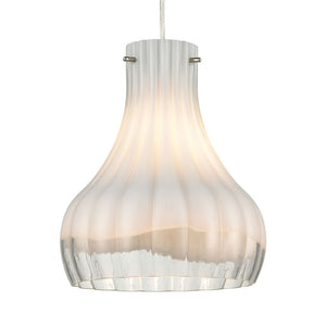 Atlas Coastal Scallop 8'' Wide Mini Pendant Light - Elegant Opal Glass Shade & Satin Nickel Finish! CL12148-WH1