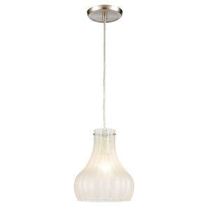 Atlas Coastal Scallop 8" Wide Mini Pendant Light - Elegant Satin Nickel & Textured Glass for Warm Glow CL12148-WH2