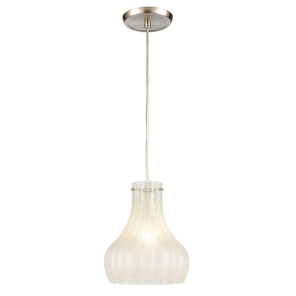 Atlas Coastal Scallop 8" Wide Mini Pendant Light - Elegant Satin Nickel & Textured Glass for Warm Glow CL12148-WH2