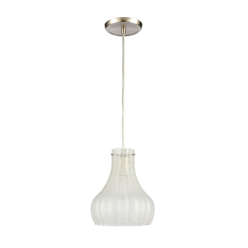 Atlas Coastal Scallop 8" Wide Mini Pendant Light - Elegant Satin Nickel & Textured Glass for Warm Glow CL12148-WH2