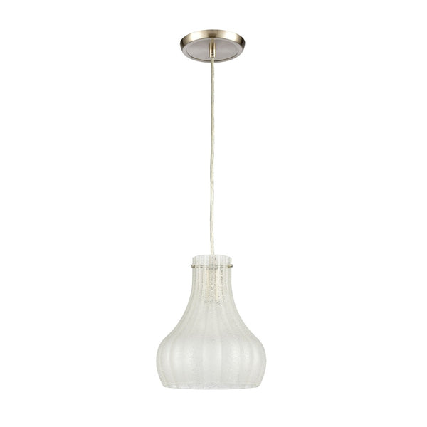 Atlas Coastal Scallop 8" Wide Mini Pendant Light - Elegant Satin Nickel & Textured Glass for Warm Glow CL12148-WH2