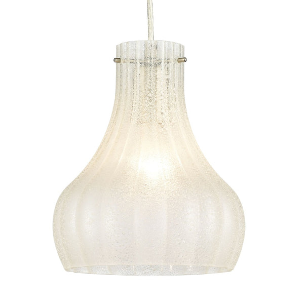 Atlas Coastal Scallop 8" Wide Mini Pendant Light - Elegant Satin Nickel & Textured Glass for Warm Glow CL12148-WH2