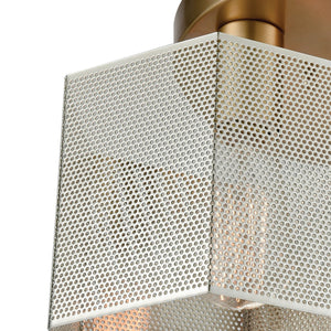 Atlas Compartir Modern 7-Light Semi Flush Mount - Honeycomb Design with Satin Brass & Geometric Style Polished Nickel 15'' CL12152-BS
