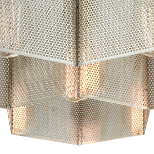 Atlas Compartir Modern 7-Light Semi Flush Mount - Honeycomb Design with Satin Brass & Geometric Style Polished Nickel 15'' CL12152-BS