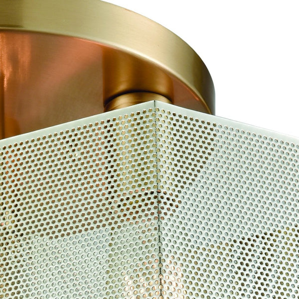 Atlas Compartir Modern 7-Light Semi Flush Mount - Honeycomb Design with Satin Brass & Geometric Style Polished Nickel 15'' CL12152-BS